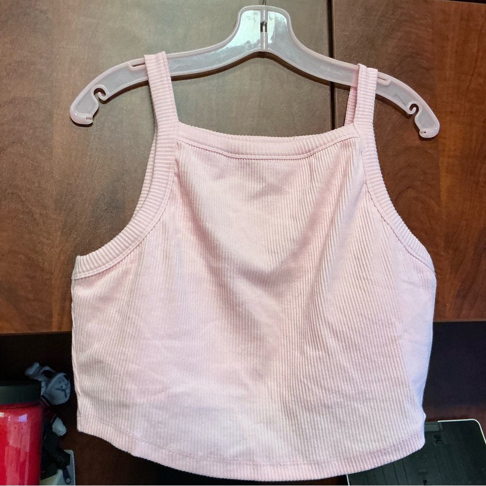 Pink Ribbed Women's Crop Top